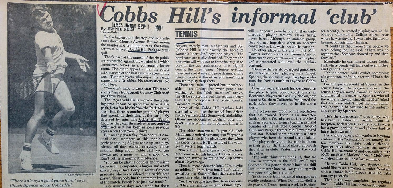 A newspaper article about cobb 's hill.