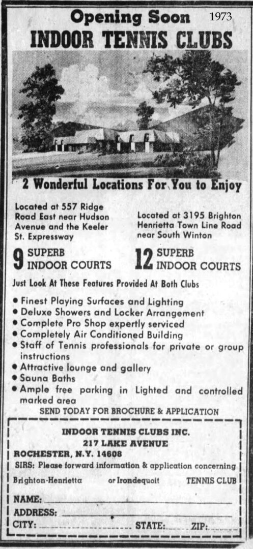 A newspaper ad for the indoor courts of west end.