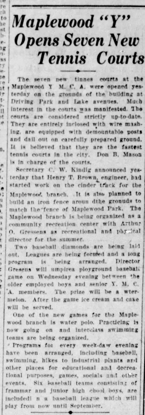 A newspaper article about baseball and the grounds.