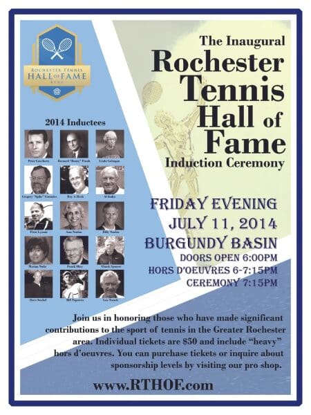 A poster of the rochester tennis hall of fame.